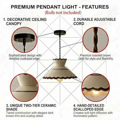 Cottagecore Scalloped Ceramic Pendant Light