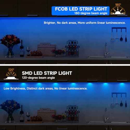 FCOB 5V USB Powered Blue Color COB LED Strip Lights for TV (Blue / 9.8FT)