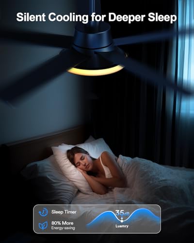 Smart RGB Ceiling Fans with Lights 52in