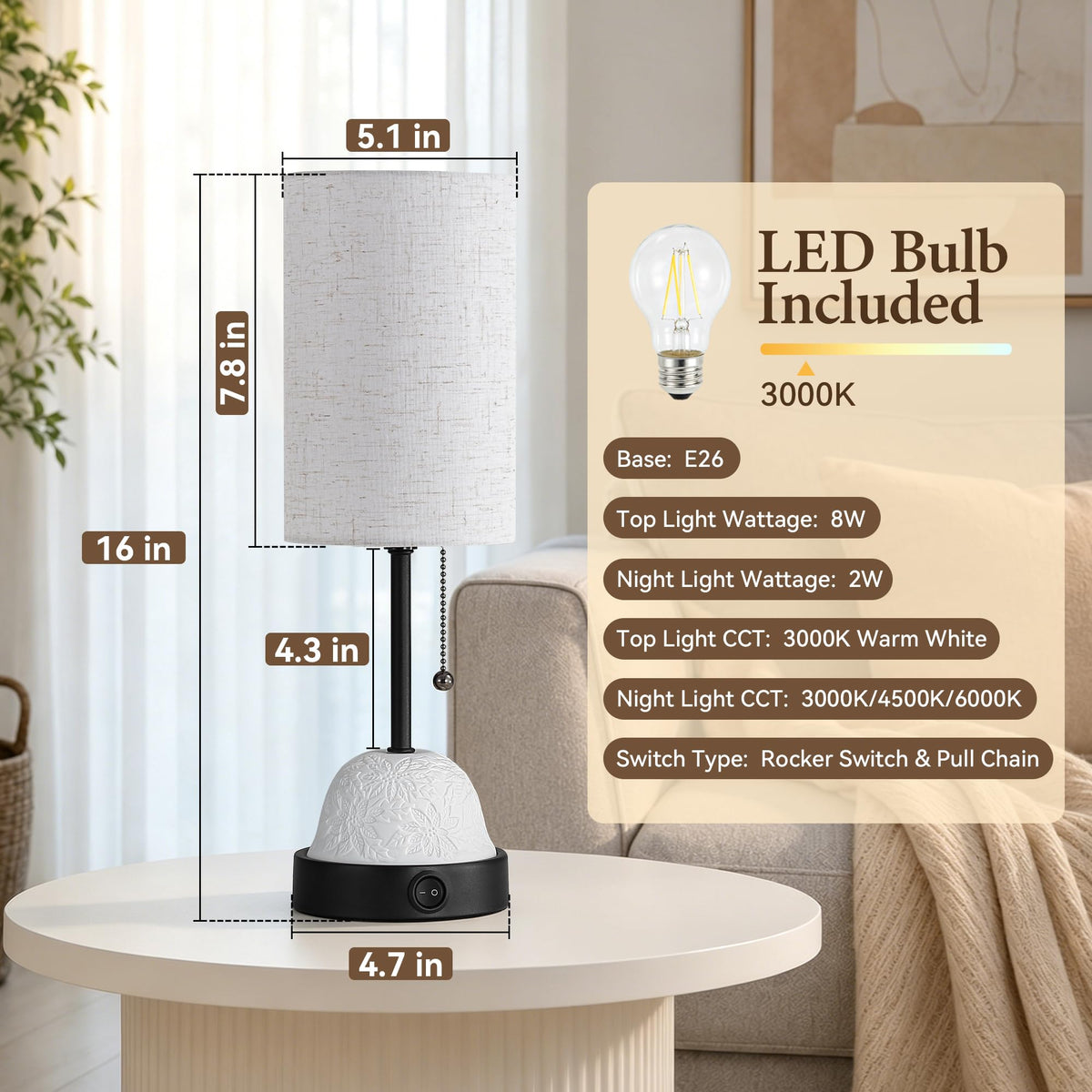 Table Lamp for Bedroom (Black)