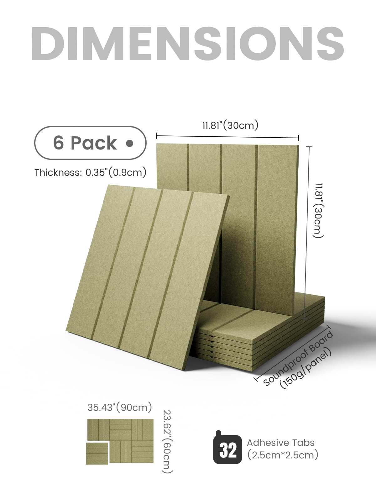 Felt Bulletin Board & Cork Board Alternative 36'' x 24'' (Seaweed-1 / Bold-stripe 6-pack)