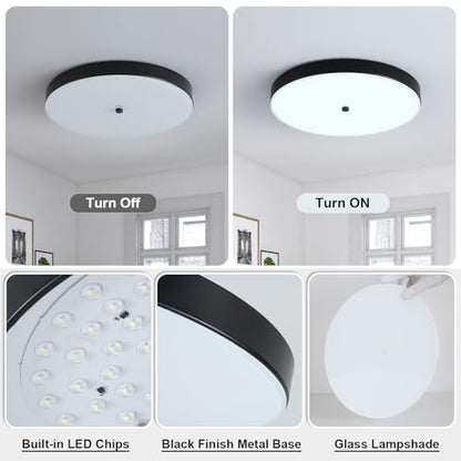 12" Black Flush Mount Ceiling Light Fixture
