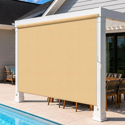 Outdoor Roller Shades for Patio (Sesame / 72"W x 96"H)