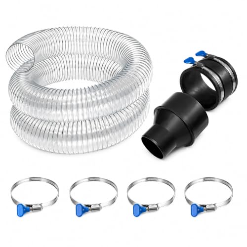 2-1/2" x 10' Heavy Duty Dust Collection Hose, Thickened Clear PVC Flexible Hose with Steel Wire Reinforced, Puncture Resistant for Woodworking Dust Collector System