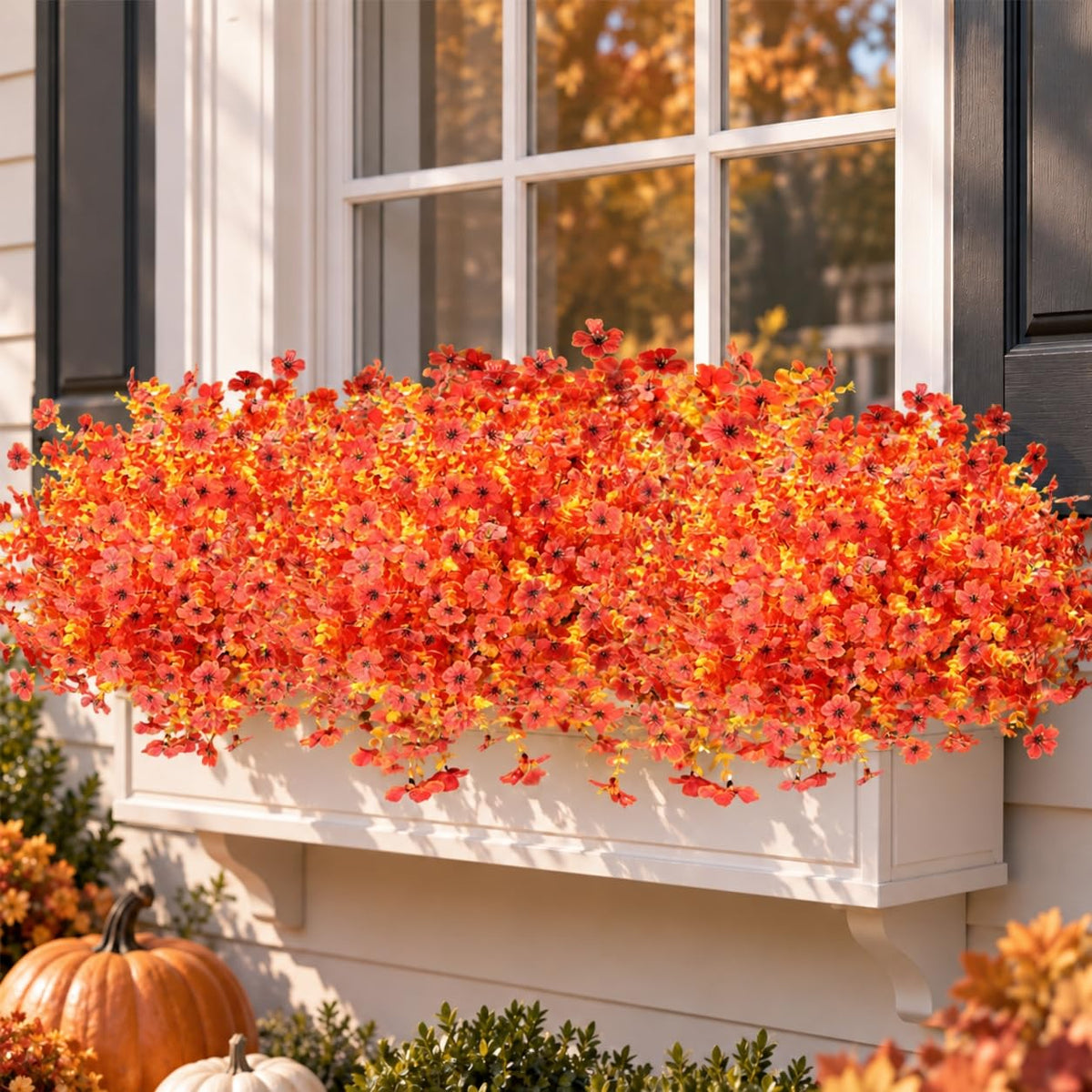 24Pcs Artificial Fall Flowers for Outdoors UV Resistant Decor