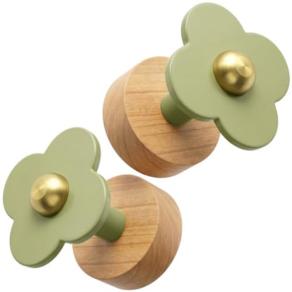 Upgreded Heavy Duty Coat Rack Wall Mount for Entryway (Green / 2 Hooks)