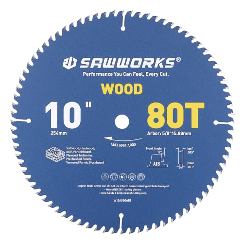 10" 80T ATB Circular Saw Blade Woodworking for Fine Finish & Trim (10 In 80T)