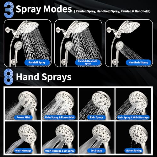 Dual Rainfall Shower Head with Handheld (Starlight)