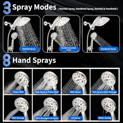 Dual Rainfall Shower Head with Handheld (Starlight)