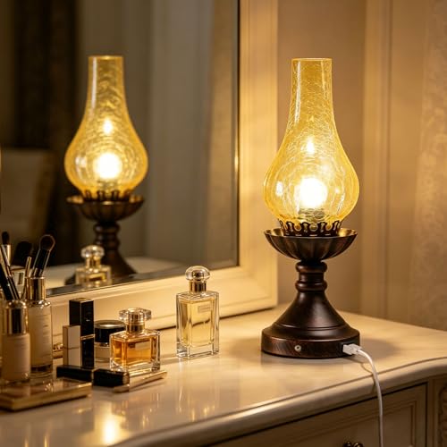 Farmhouse Rustic Touch with USB A+C Charging Ports Table Lamps (2-15 IN-USB)