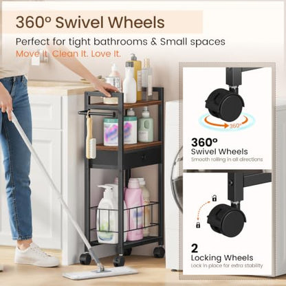 Freestanding Toilet Paper Holder with Storage Drawer