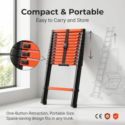 Iron Telescoping Ladder 12.5FT 300lb