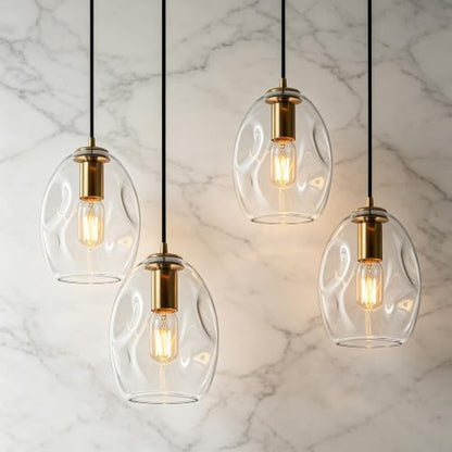 6.4 Inch Gold Glass Pendant Lights Kitchen Island Hanging Fixtures
