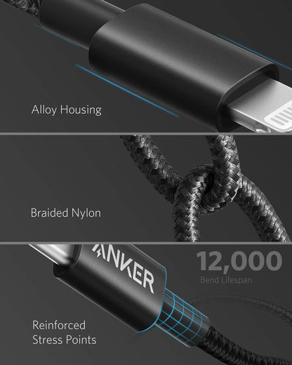 New Nylon USB C to Lightning Cable (3.3FT / Black)