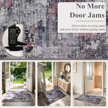 2x3 Entryway Area Rug (Black & Pink / 2' x 3' (Rectangular))