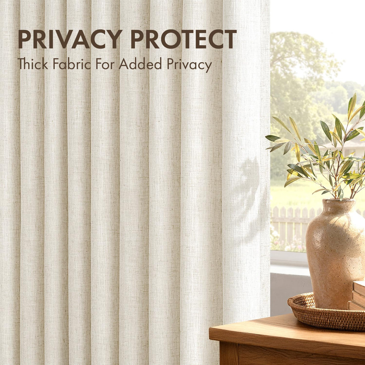 4 Panels Set Pinch Pleated Linen Curtains 108 Inches Beige White (Beige White / 40"W x 108"L (Pack of 4))