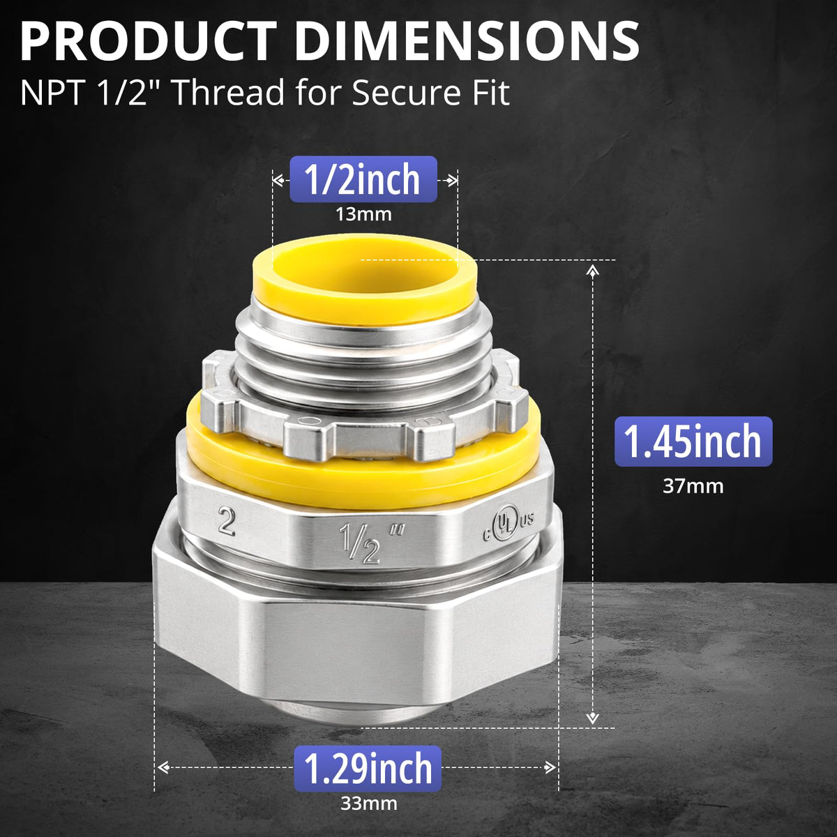 10 Pack Liquid Tight Connector Straight 1 (0.5 Inch)