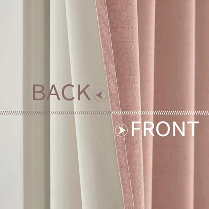 100% Blackout Linen Curtains for Bedroom 52x45 Inches Blush Pink (Blush Pink / 52"W x 45"L (Pack of 2))