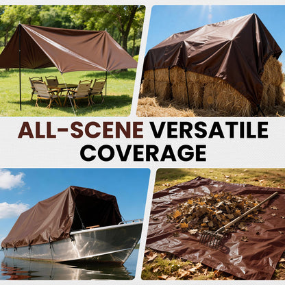 10.5 Mil 15x25 FT Heavy Duty Waterproof Tarps for Outdoor (Brown / 15X25FT)