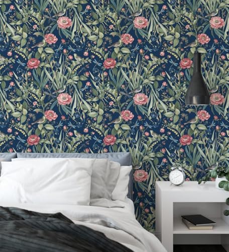 Brid and Floral Peel and Stick Wallpaper Flower Contact Paper Removable Wallpaper Peel and Stick
