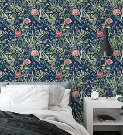 Brid and Floral Peel and Stick Wallpaper Flower Contact Paper Removable Wallpaper Peel and Stick