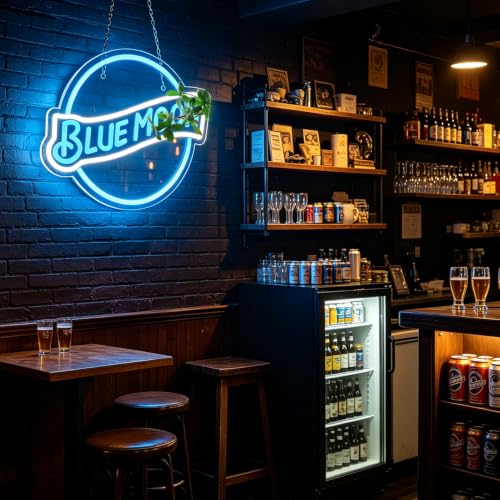 Blue Moon Neon Signs for Wall Decor Neon Lights for Bedroom Led Signs Suitable for Man Cave Bar Pub Restaurant Christmas Birthday Party Gift 5V Usb Power (Blue Moon)