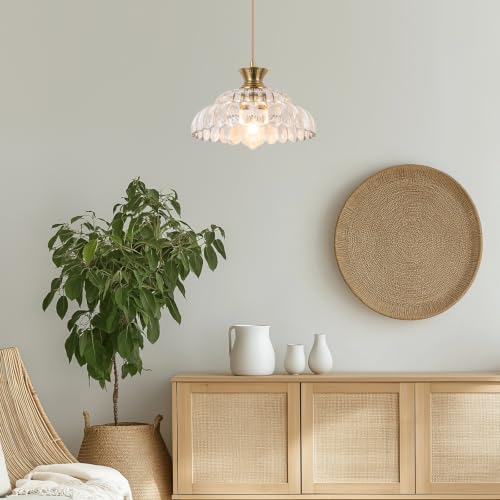 Pendant Light 11.8In Plug in Glass Vintage Chandeliers E26 Base Corded On