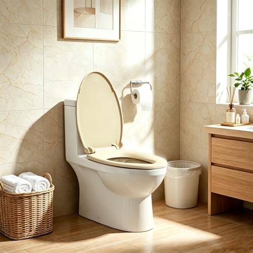 Toilet Seat Elongated Almond (Almond / Elongated 18.5inch)