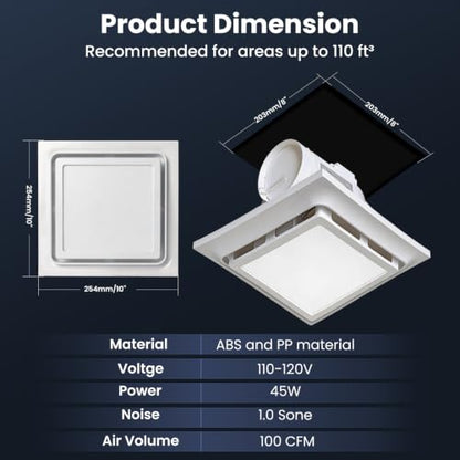 Bathroom Exhaust Fan with Dimmable Light
