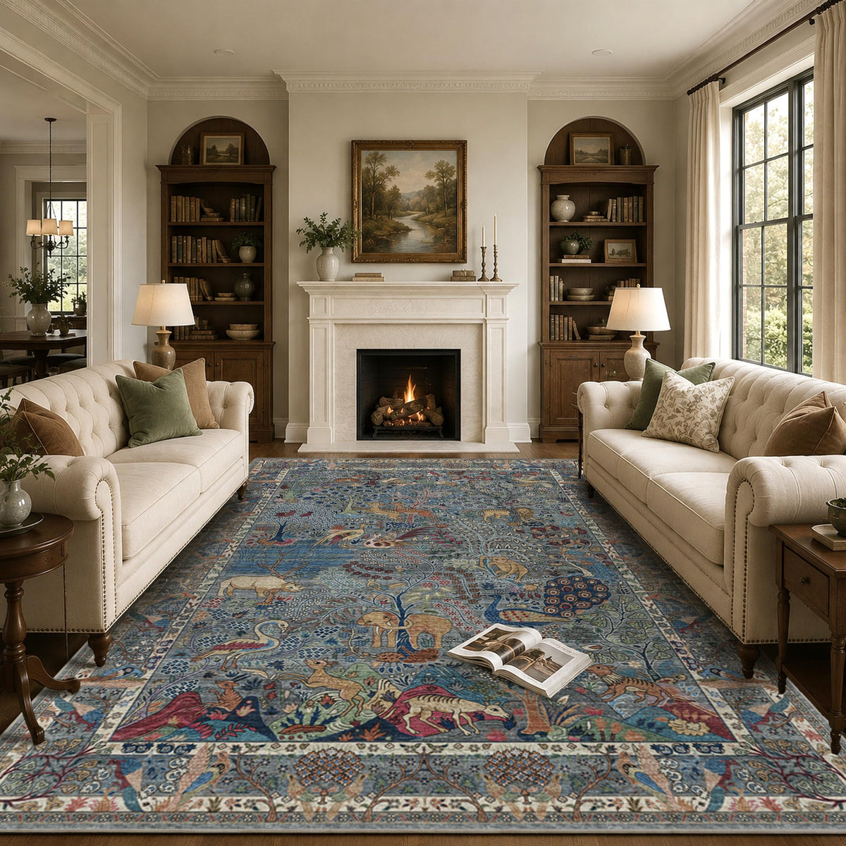 10x14 Large Area Rug (Dusty Blue/Multi / 10' x 14' (Rectangular))