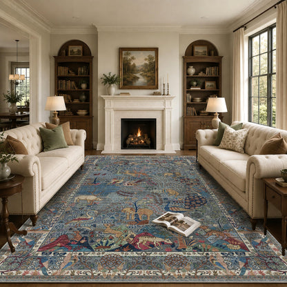 10x14 Large Area Rug (Dusty Blue/Multi / 10' x 14' (Rectangular))