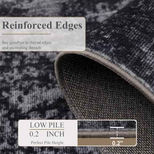 4ft Round Area Rug (Black & Grey / 4' (Round))