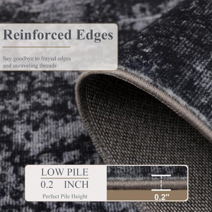 4ft Round Area Rug (Black & Grey / 4' (Round))