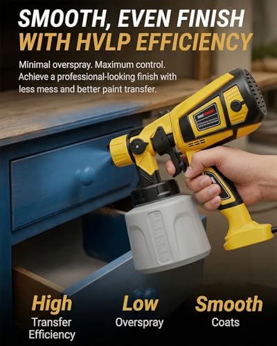 1000W HVLP Electric Paint Sprayer Gun for House Painting (Yellow)
