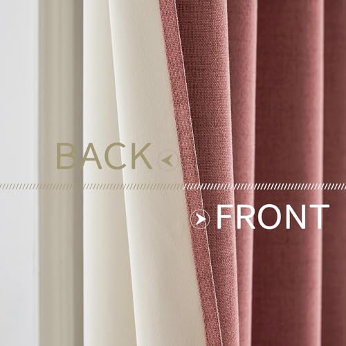 100% Blackout Linen Curtains for Bedroom 42x90 Inches Dusty Rose (Dusty Rose / 42"W x 90"L (Pack of 2))