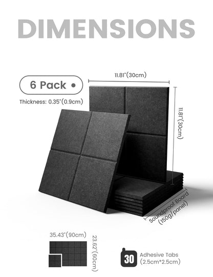 Felt Bulletin Board & Cork Board Alternative 36'' x 24'' (Charcoal Gray / 4-compartment 6-pack)