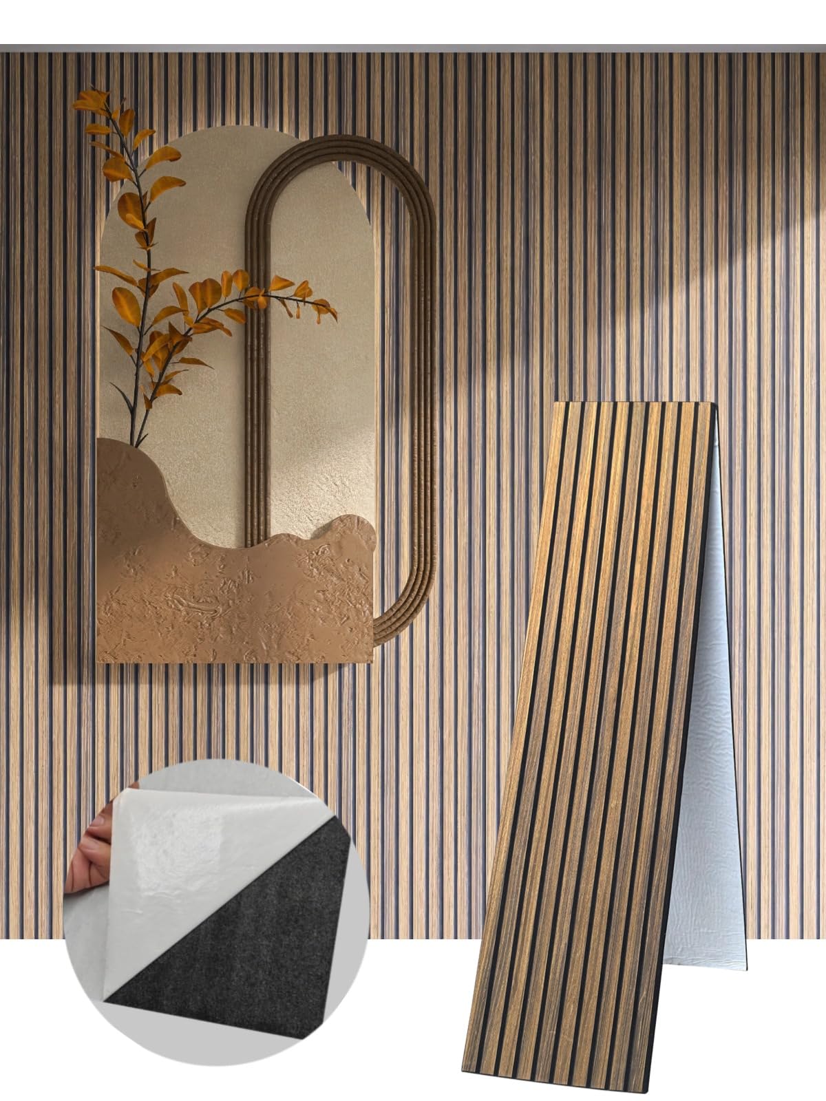 2 Packs 3D Wall Panels Peel and Stick (Dark Walnut)