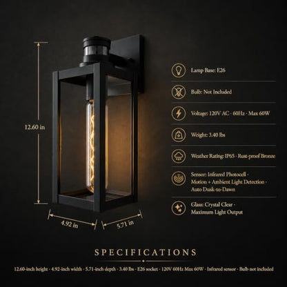 Black Outdoor Wall Light Motion Sensor