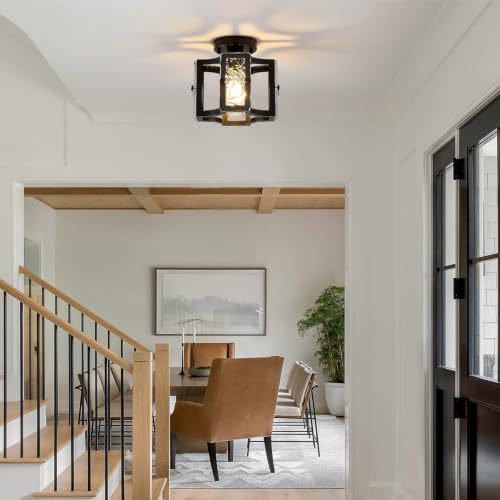 Modern Flush Mount Ceiling Light with Metal and Glass Frame