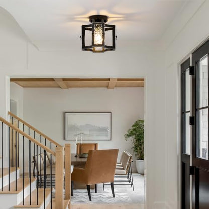Modern Flush Mount Ceiling Light with Metal and Glass Frame