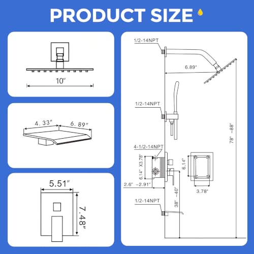 Wall Mount 3 Function Tub Shower Faucet Set