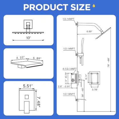 Wall Mount 3 Function Tub Shower Faucet Set