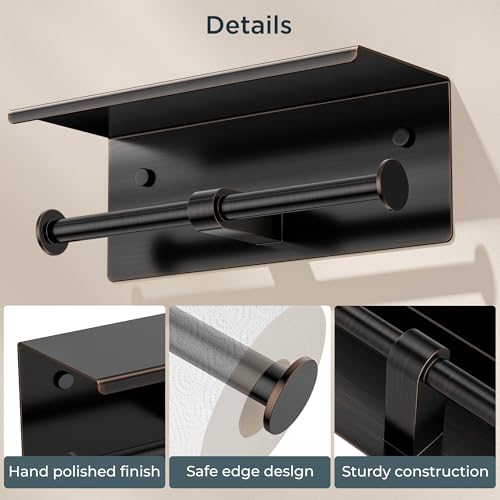 Toilet Paper Holder with Shelf (Oil Rubbed Bronze / Metal Shelf)