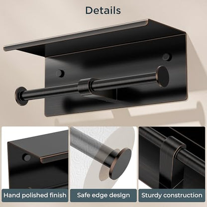 Toilet Paper Holder with Shelf (Oil Rubbed Bronze / Metal Shelf)