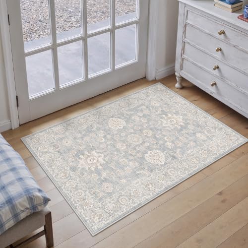2x3 Blue Cream Neutral Area Rug (Blue / 2' x 3' (Rectangular))