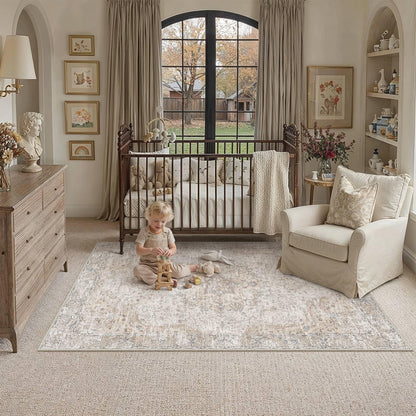 Beige Area Rugs 3x5 Washable Rug Indoor Carpet (Multi Beige / 3' x 5' (Rectangular))