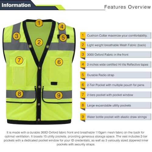 Safety Vest High Visibility Reflective Vest for Outdoor Work