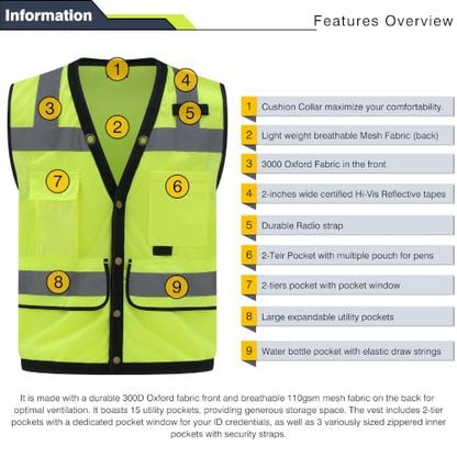 Safety Vest High Visibility Reflective Vest for Outdoor Work