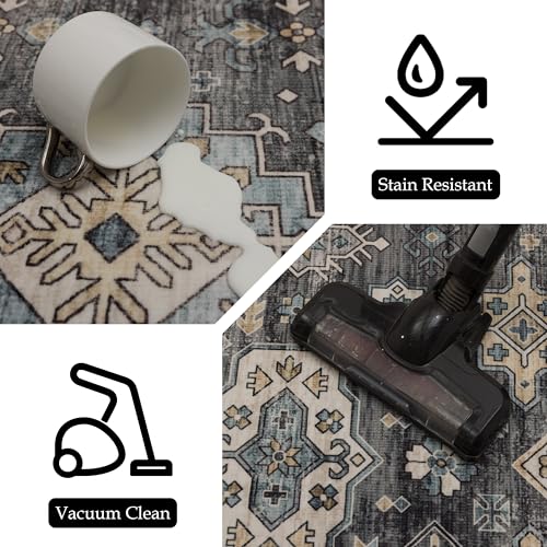 Hallway Washable Runner Rug 2×6 (Silver / 2' x 6' (Rectangular))