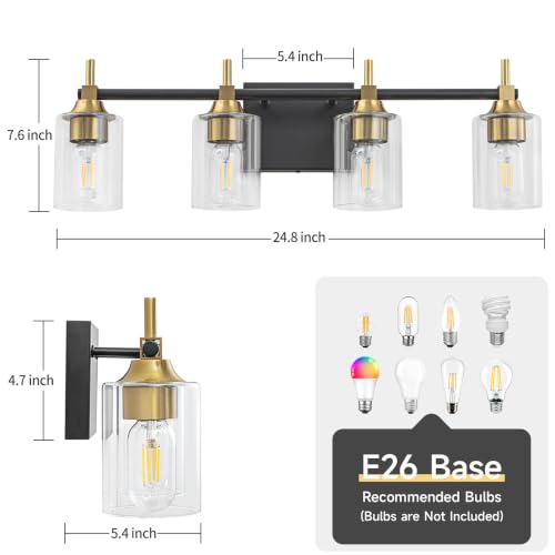 4 Light Modern Bathroom Vanity Light (4-light / Black-Gold)